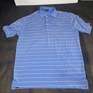 Peter Millar‎ Polo Shirt Mens Large Blue Striped Tour Issued Summer Comfort Golf
